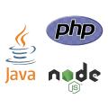 Java, PHP, Nodejs Logo - full stack web development backend technologies