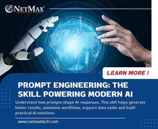 Prompt engineering course in Chandigarh training students to use AI tools, automation prompts and modern AI skills for career growth at Netmax Technologies.